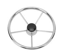 Volant Marin de 13-1/2 Pouces à 5 Rayons, Volant de Bateau en Acier Inoxydable à 25 Degrés avec Capuchon Central et Poignée pour Bateau, Yacht, Hors-bord