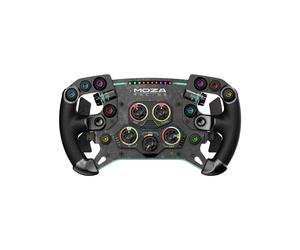 Volant Moza Racing RS056 Noir : 300mm, CFRP/Fibre de Carbone/Cuir, 10 Boutons Programmables, 2 Joysticks, 2 Axes, Palettes Magnétiques, Connectivité Filaire/Sans Fil