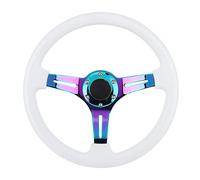 Volant, Qiilu Volant de course 14in 6 trous roue de dérive ABS à rayons colorés universel pour voiture
