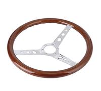 Volant Rétro à 6 Trous en Acier Inoxydable avec Poignée en Bois D'acajou de 15 Pouces pour Accessoire modifié de Voiture, Ajustement Universel pour la Plupart des Modèles de Voiture