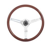 Volant universel classique en Grain de bois Nd, 380mm, 15 pouces, volant de voiture de sport de course JDM PC-ST76C(B Chrome)