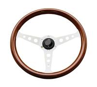 Volant universel de Style bois de 14 pouces, 358mm, volant de sport Vintage classique(Silver)