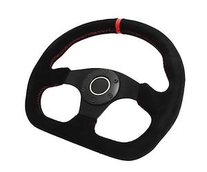 Volant Universel Type D - 325 Mm Plat Profond 6 Boulons, Cadre Noir en Cuir Sport, Remplacement de la Roue à la Dérive pour Voiture de Course