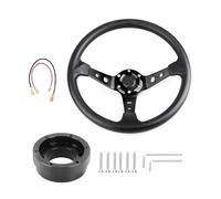 Volant voiture Pour Logitech G29 G920 G923 350 Mm 14 Pouces Auto Sport Drifting Volants Avec Plaque D'adaptation 70 Mm PCD(Noir avec du noir)