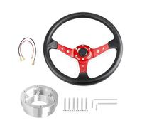 Volant voiture Pour Logitech G29 G920 G923 350 Mm 14 Pouces Auto Sport Drifting Volants Avec Plaque D'adaptation 70 Mm PCD(Rouge avec argent)