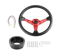 Volant voiture Pour Logitech G29 G920 G923 350 Mm 14 Pouces Auto Sport Drifting Volants Avec Plaque D'adaptation 70 Mm PCD(ROUGE avec du noir)