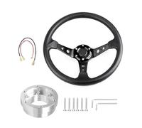 Volant voiture Pour Logitech G29 G920 G923 350 Mm 14 Pouces Auto Sport Drifting Volants Avec Plaque D'adaptation 70 Mm PCD(Noir avec argent)