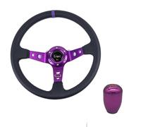 Volant Voiture Sport,Volant Drift Universal 14 Pouces 350mm PVC Roues De Pilotage Automatique Deep Drifting Sport(B)