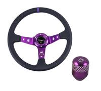 Volant Voiture Sport,Volant Drift Universal 14 Pouces 350mm PVC Roues De Pilotage Automatique Deep Drifting Sport(D)