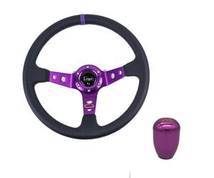 Volant Voiture Sport,Volant Drift Universal 14 Pouces 350mm PVC Roues De Pilotage Automatique Deep Drifting Sport(B)