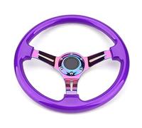 Volant Voiture, Volant Sport Volant de sport universel for voiture en ABS classique 350 mm et 14 pouces avec rayons(Deep purple)