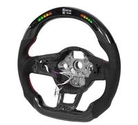 Volant, Volant en Fibre de Carbone avec Affichage à LED de Refroidissement LED Shift Lights en Cuir perforé Inférieur Plat D