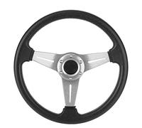 Volant, Volant Universel à la Dérive de Voiture de Course 350mm / 14in Accessoire Modifié de Remplacement de Volant à Fond Plat(Argent)