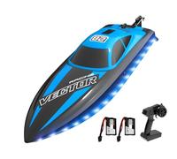 volantexrc Bateau télécommandé avec lumière LED, 2.4GHz Bateau RC à redressement Automatique pour Les piscines et Les Lacs, 20+ MPH Racing Boats Pool Toys pour Les Adultes avec 2 Piles (795-6 Bleu)