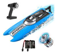 VOLANTEXRC Bateau Télécommandé, RC Bateau débutant, 2,4 GHz Haute Vitesse Bateaux avec Alarme de Batterie Faible pour Adultes (Atomic XS)