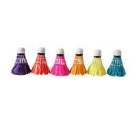 Volants de badminton colorés avec plumes 6pcs.