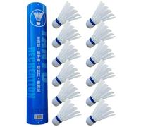 Volants de badminton - Lot de 12 projectiles pour entraînement sur le terrain, sphère avec plumes naturelles, catégorie sport, objet d'entraînement pour raquettes, filets et allumettes d'intérieur