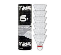 Volants de badminton TALBOT TORRO Tech 450 Fast, lot de 6, blancs
