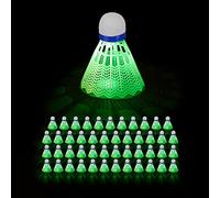 Volants Lumineux, Lot de 48, Balle Badminton LED, HxD : 8,5 x 6,5 cm, intérieur et extérieur, Blanc