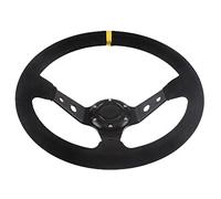 Volants Sport 14inch 350mm Voiture Racing Volant De Période Daim Cuir Sport Universal Style avec cornet(Black with Yellow)