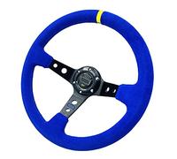 Volants Sport 14inch 350mm Voiture Racing Volant De Période Daim Cuir Sport Universal Style avec cornet(Full Blue)