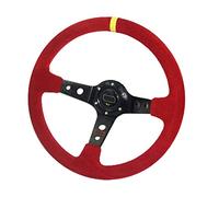 Volants Sport 14inch 350mm Voiture Racing Volant De Période Daim Cuir Sport Universal Style avec cornet(Full Red)
