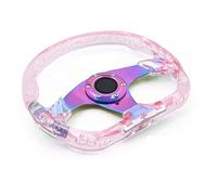 Volants Sport 320mm 12.5inch Direction acrylique Bouton de volant et cornet 6 trous sport modifié 10 couleurs(Pink)
