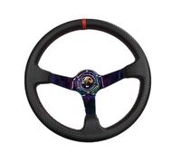 Volants Sport Racing modifié de 14 pouces 350mm profondeur la dérive concave/grain carbone Pvc Volant(Single loop rainbow)