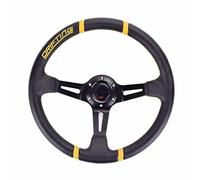 Volants Sport Universal 350mm 14inch Sport Directeurs De Direction Période Racing Porte-volant Support d'aluminium avec corne(Yellow Stripes)