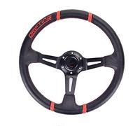 Volants Sport Universal 350mm 14inch Sport Directeurs De Direction Période Racing Porte-volant Support d'aluminium avec corne(Red Stripes)