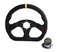 Volants Sport Volant plat Racing Drift, 330mm, 13 pouces, cuir suédé, coutures noires Volant Universel(MS-BK-Yellow)