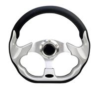 Volants Sport Volant universel de voiture sport course 13 ", 320mm, avec bouton klaxon, en Fiber carbone(Silver)
