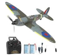VOLANTXRC Avion télécommandé 4-CH RC Spitfire Fighter Avion radiocommandé 14+ pour débutants avec système de stabilisation Xpilot, voltige avec Une Seule Touche (761-12 Blue)