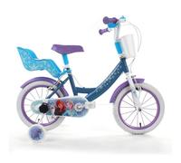 Volare Biciletta Bambini Da 14 Pollici Con Portababole, Cestino, Stabilizzatori Laterali Di Disney Frozen vélo Mixte Enfant, Bleu Ciel, Petite Taille