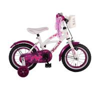 Volare Heart Cruiser Vélo Fille 12 pouces 21,5 cm Fille Frein à rétropédalage Blanc/Violet