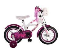 Volare Heart Cruiser Vélo Fille 12 pouces 21,5 cm Fille Frein à rétropédalage Blanc/Violet Blanc, Violet G