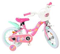 Volare Mattel Barbie Vélo rose pour enfants | Idéal pour les enfants de 3,5 à 5 ans | Roue de 35,6 cm | 2 freins à main (avant et arrière), stabilisateurs amovibles, réflecteurs de pédale | Hauteur