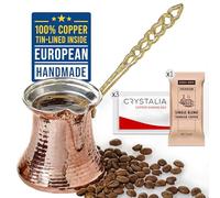 Volarium CRYSTALIA Premium Cafetière Turque, Cezve en Cuivre Fait à la Main, Cezve pour Café Turc, Cafetière Grecque Arabe, Café en Cuivre Turc sur la Cuisinière, Ibrik