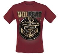Volbeat Anchor Homme T-Shirt Manches Courtes Rouge XXL 100% Coton Regular/Coupe Standard
