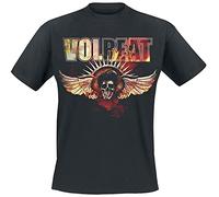 Volbeat Burning Skullwing Homme T-Shirt Manches Courtes Noir 100% Coton Regular/Coupe Standard