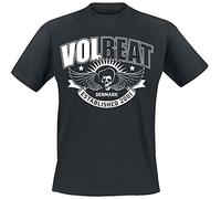 Volbeat Skullwing Ribbon Unisexe T-Shirt Manches Courtes Noir 100% Coton Regular/Coupe Standard