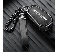 VOLBOZ Coque de Clé de Voiture pour Peugeot 308 207 301 408 508 3008 2008, Étui de Protection pour Clé de Voiture, Housse pour Clé De Voiture, Porte-ClÉS de Voiture Portable Accessoires,A Black2