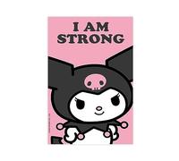 VOLBOZ Kuromi - Poster sur toile avec inscription « I Am Strong » pour décoration de chambre à coucher, bureau, chambre, cadeau sans cadre, 30 x 45 cm