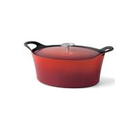 CUISINOX - Volcan - Cocotte ovale 29 cm et couvercle - 3.9 L - Fonte de fer emaillée - Compatible tous feux dont induction - sans PTFE ni PFOA - Rouge