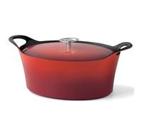 CUISINOX - Volcan - Cocotte ovale 29 cm et couvercle - 3.9 L - Fonte de fer emaillée - Compatible tous feux dont induction - sans PTFE ni PFOA - Rouge