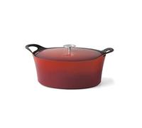 Volcan - Cocotte Ovale 35cm fonte de fer émaillée rouge avec couvercle Cuisinox