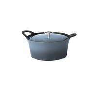 CUISINOX - Volcan - Cocotte ronde 20 cm avec couvercle - 1.6 L - Fonte de fer emaillée - Compatible tous feux dont induction - sans PTFE ni PFOA - Bleu Denim