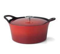 Volcan - Cocotte ronde 24cm fonte de fer émaillée rouge avec couvercle Cuisinox