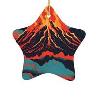 Volcan Impression Vintage Ornements pour Noël en céramique Motif étoile Avec ficelle de suspension Verset Bible Étoile Ornement