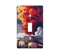 Volcanic Eruption Plaque de protection pour interrupteur Motif paysage naturel Rouge feu pour décoration d'intérieur Plaques murales thermoplastiques Taille standard